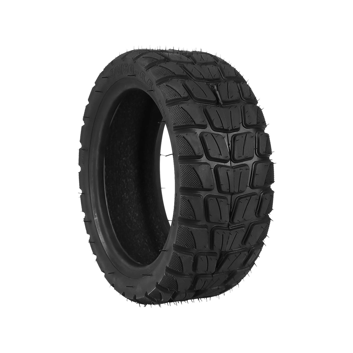 Pneu tubeless tout-terrain 11 pouces noir pour trottinette électrique vu de trois quarts