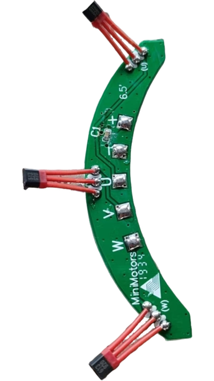 Carte électronique verte incurvée avec trois capteurs à effet Hall pour moteur de trottinette Minimotors
