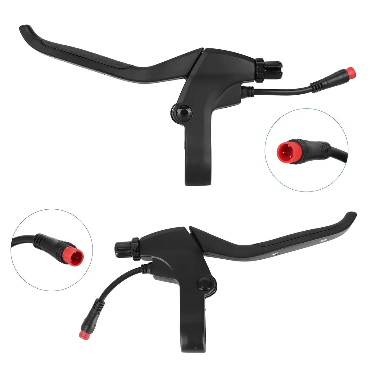 Kit de poignées de frein gauche et droite noires avec connecteurs rouges pour trottinette électrique