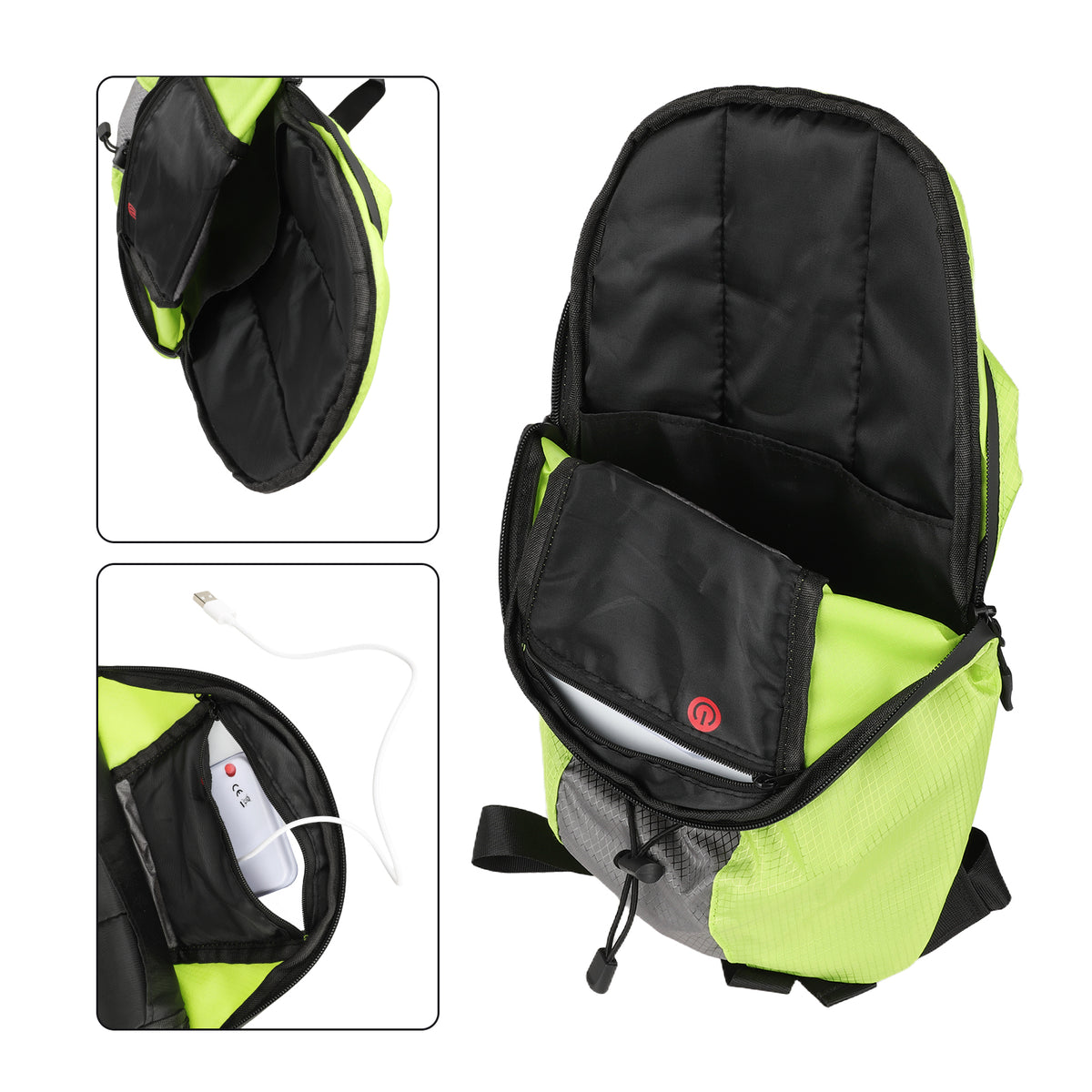 Sac à Dos avec Clignotants LED Sans Fil Jaune Fluo, vue 6