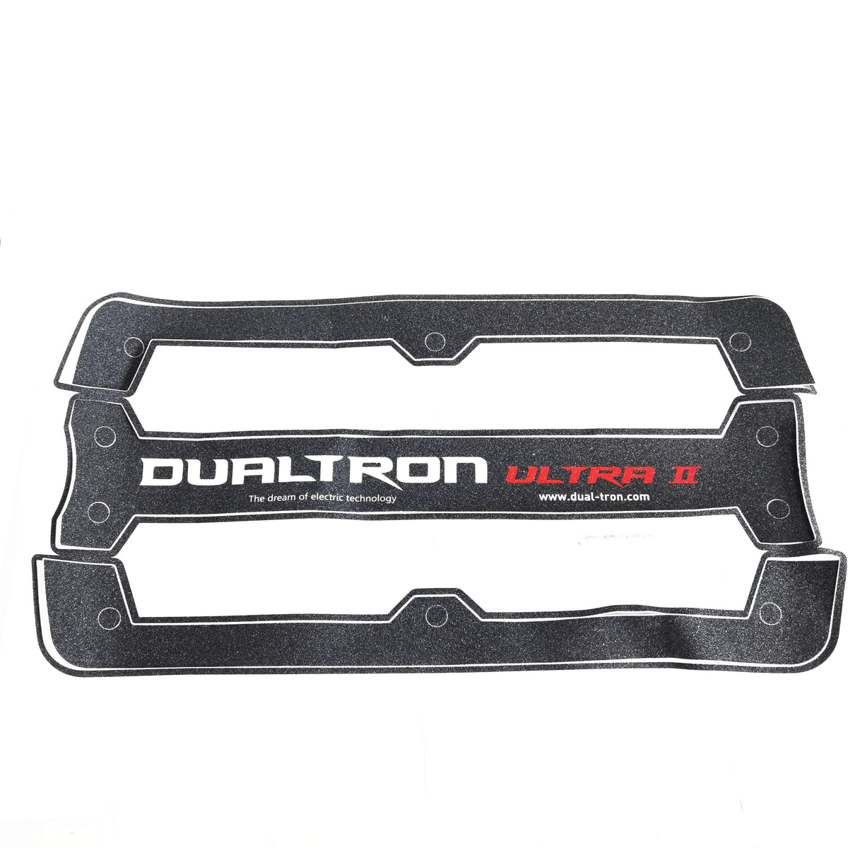 Grip antidérapant noir avec logo Dualtron Ultra II pour deck de trottinette électrique vu de face