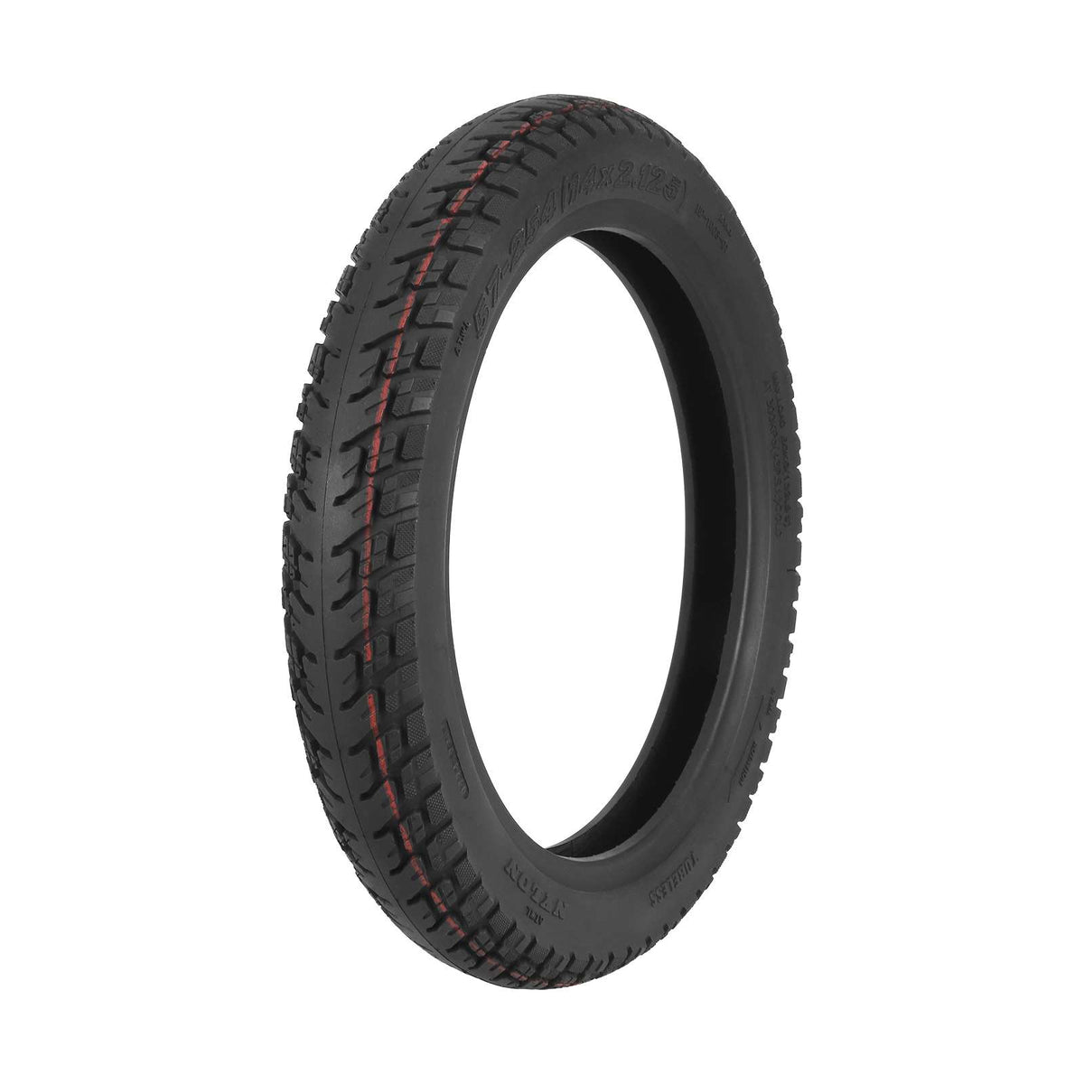 Pneu tubeless tout-terrain 14 pouces noir vu de trois-quarts