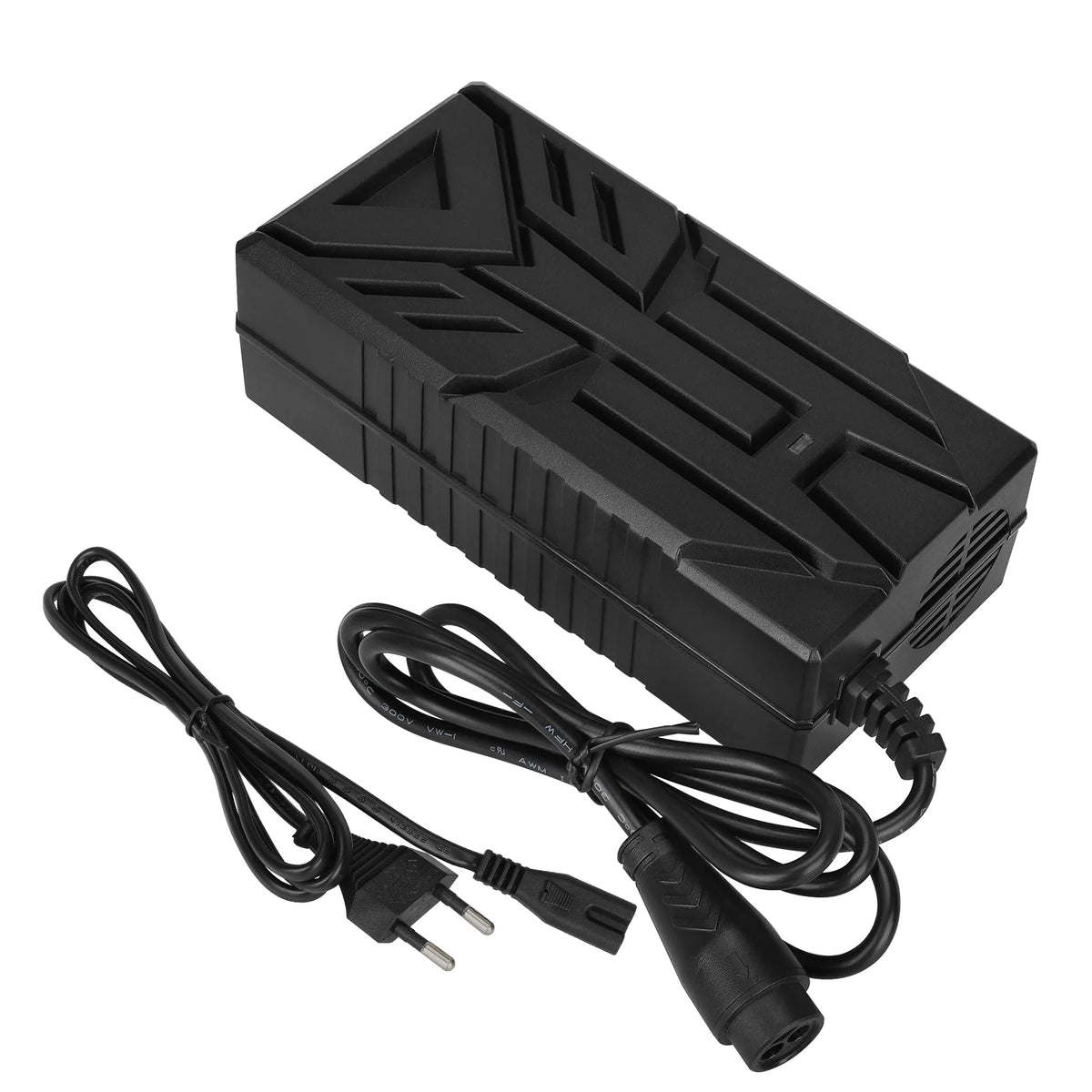 Chargeur noir 54,6V 2A avec connecteur LP16 3 broches et câble secteur européen