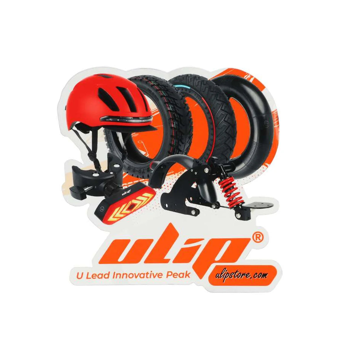 Autocollant décoratif représentant divers accessoires de trottinette électrique