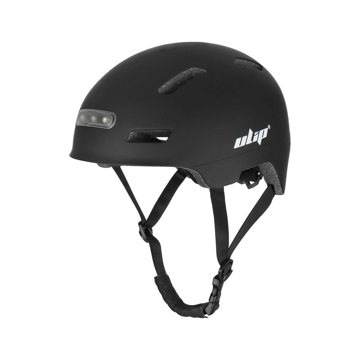 Casque de protection noir avec éclairage LED avant et arrière intégré