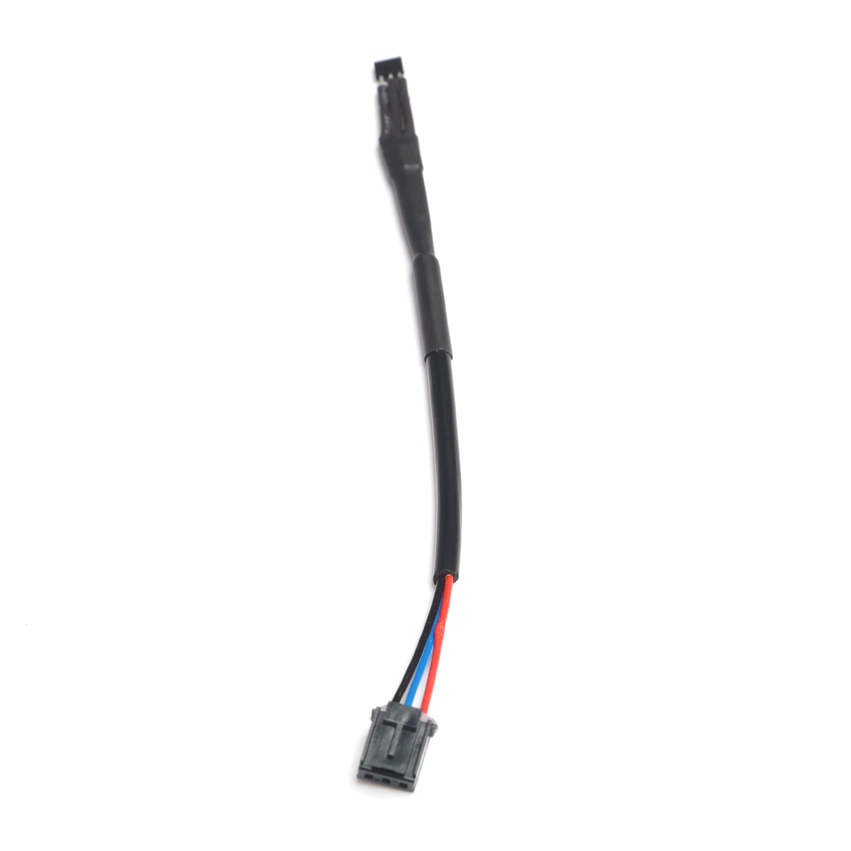 Capteur à effet Hall filaire muni d'un connecteur à trois broches avec fils noir, bleu et rouge sur fond blanc