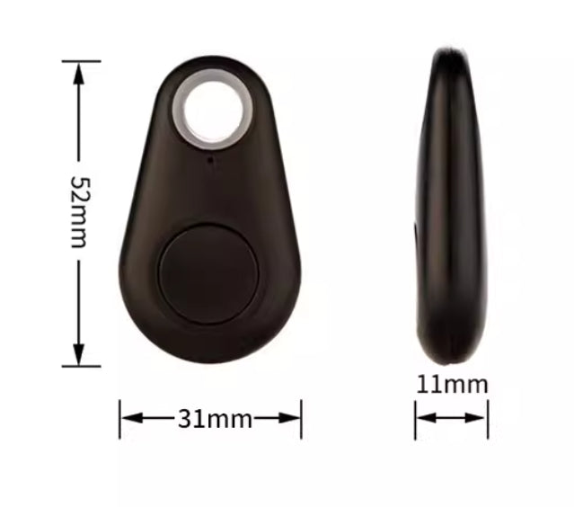 Télécommande noire de limiteur de vitesse vue de face et de profil avec ses dimensions