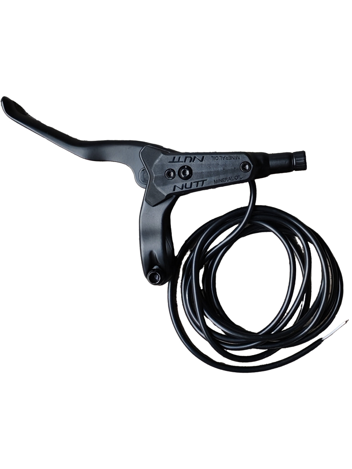 Levier de frein hydraulique gauche noir NUTT avec son câble de coupure électrique enroulé