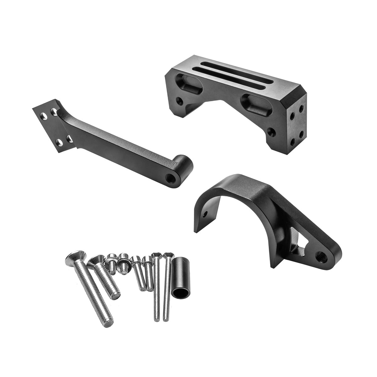 Kit de fixation noir pour amortisseur de direction avec ses vis de montage
