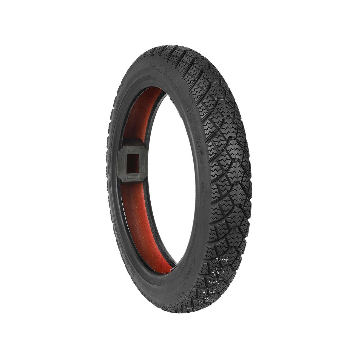 Pneu tubeless anti-crevaison 14 pouces noir vu de trois-quarts