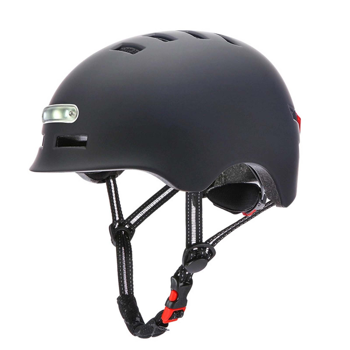 Casque noir pour trottinette et vélo avec éclairage LED avant