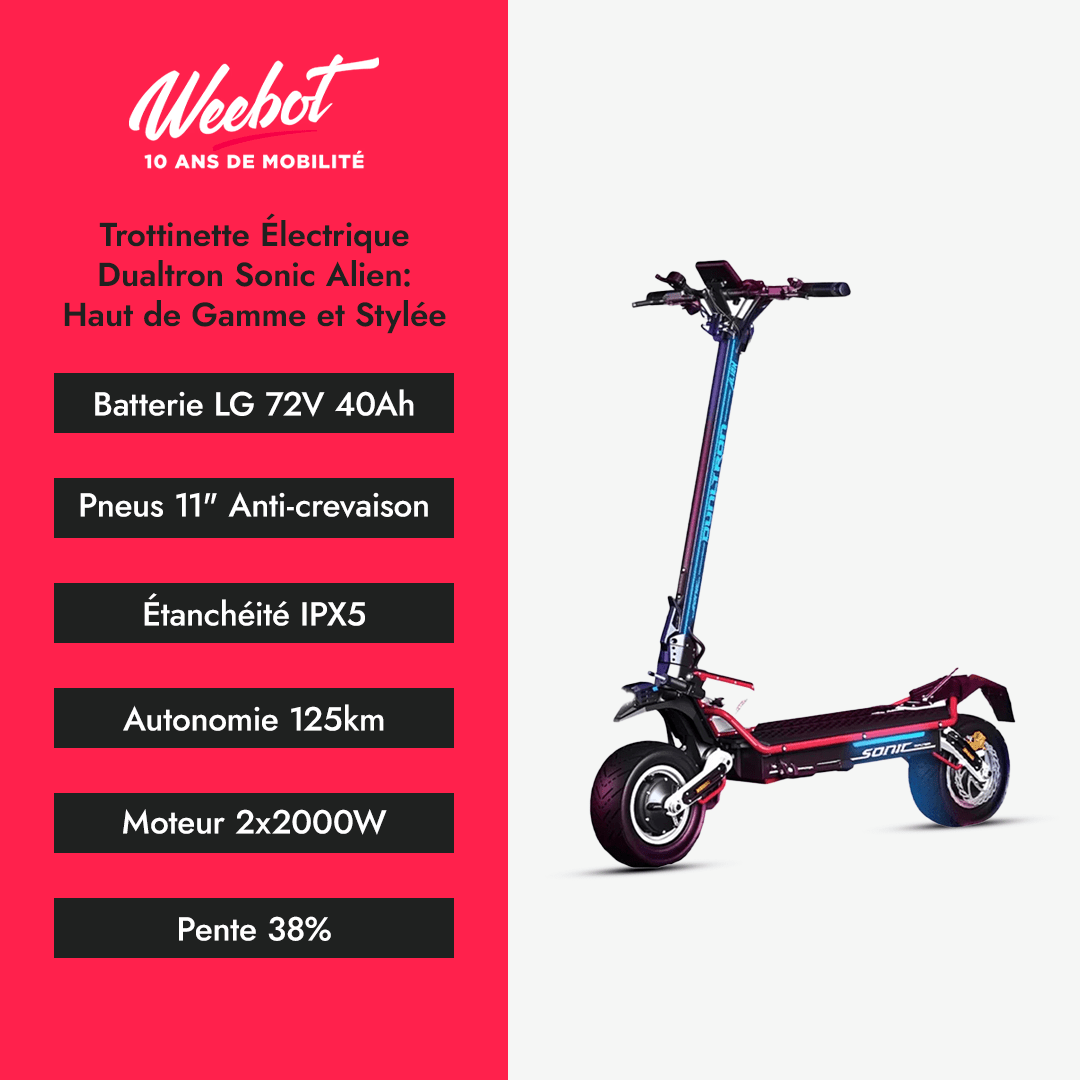 Trottinette Électrique Dualtron Sonic Alien descriptif