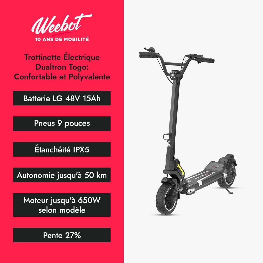 Trottinette Électrique Dualtron Togo : Confortable et Polyvalente - Weebot