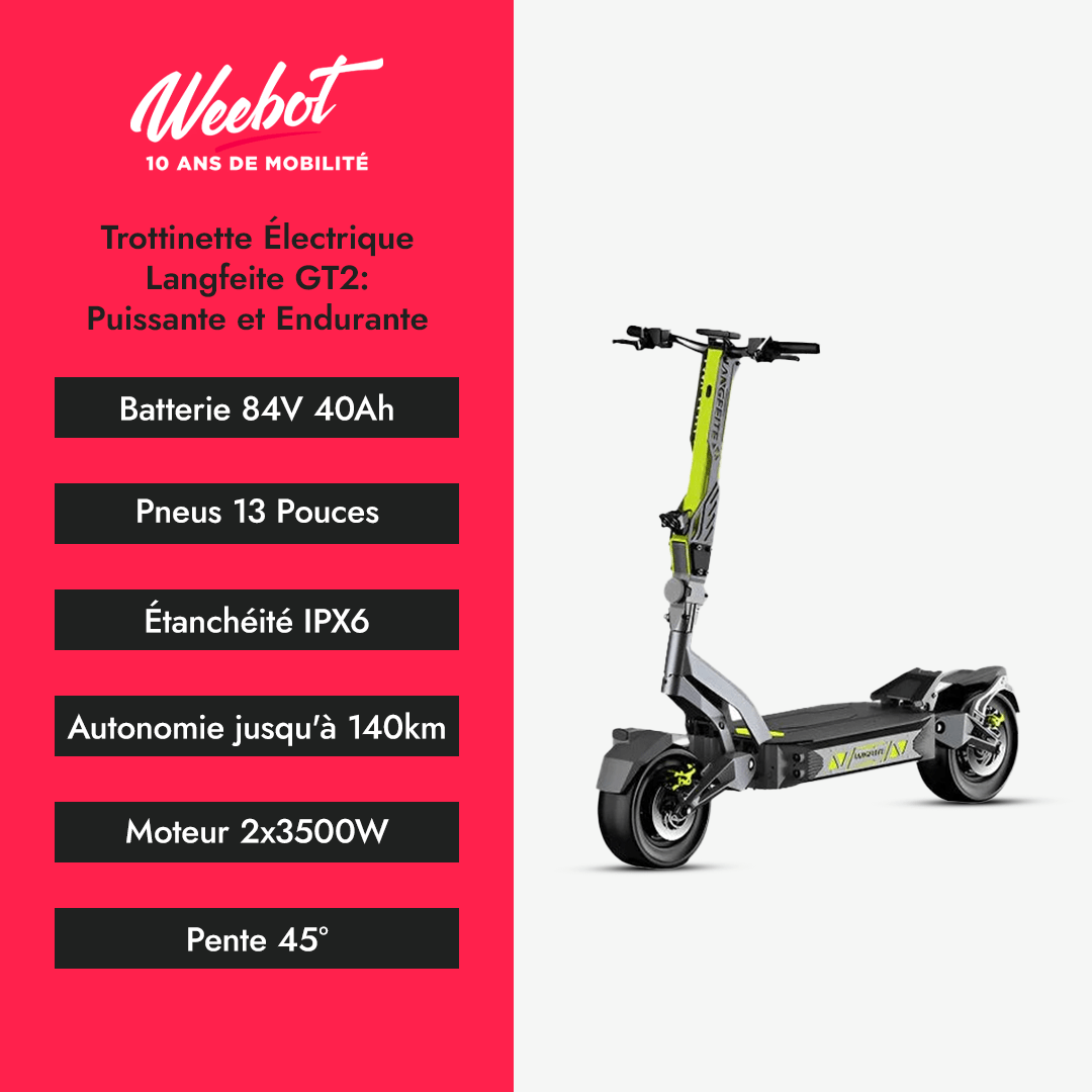Trottinette Électrique Langfeite GT2 descriptif