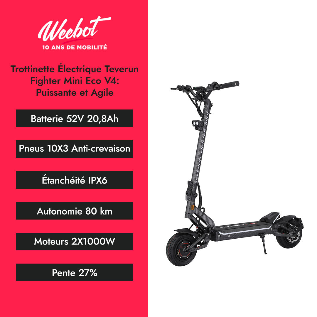 Trottinette Électrique Teverun Fighter Mini Eco V4 descriptif