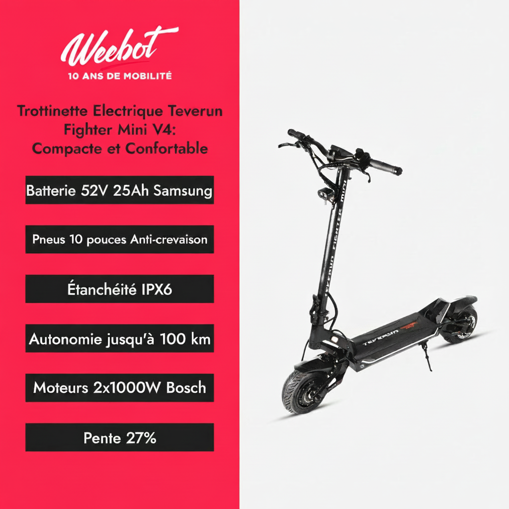 Trottinette Electrique Teverun Fighter Mini V4 descriptif