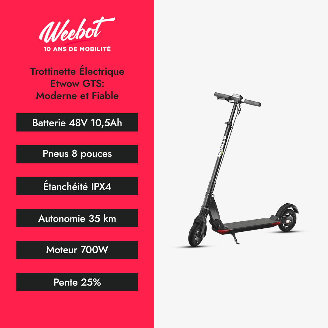 Trottinette Électrique Etwow GTS : Moderne et Fiable - Weebot