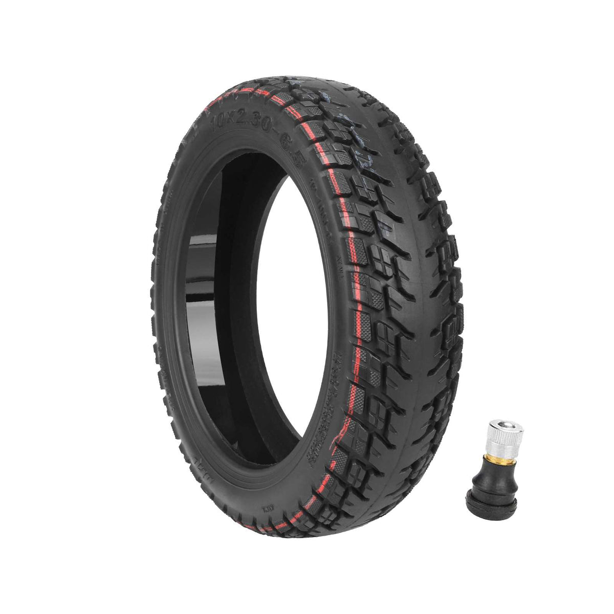 Pneu tubeless tout-terrain 10 pouces noir avec valve de gonflage