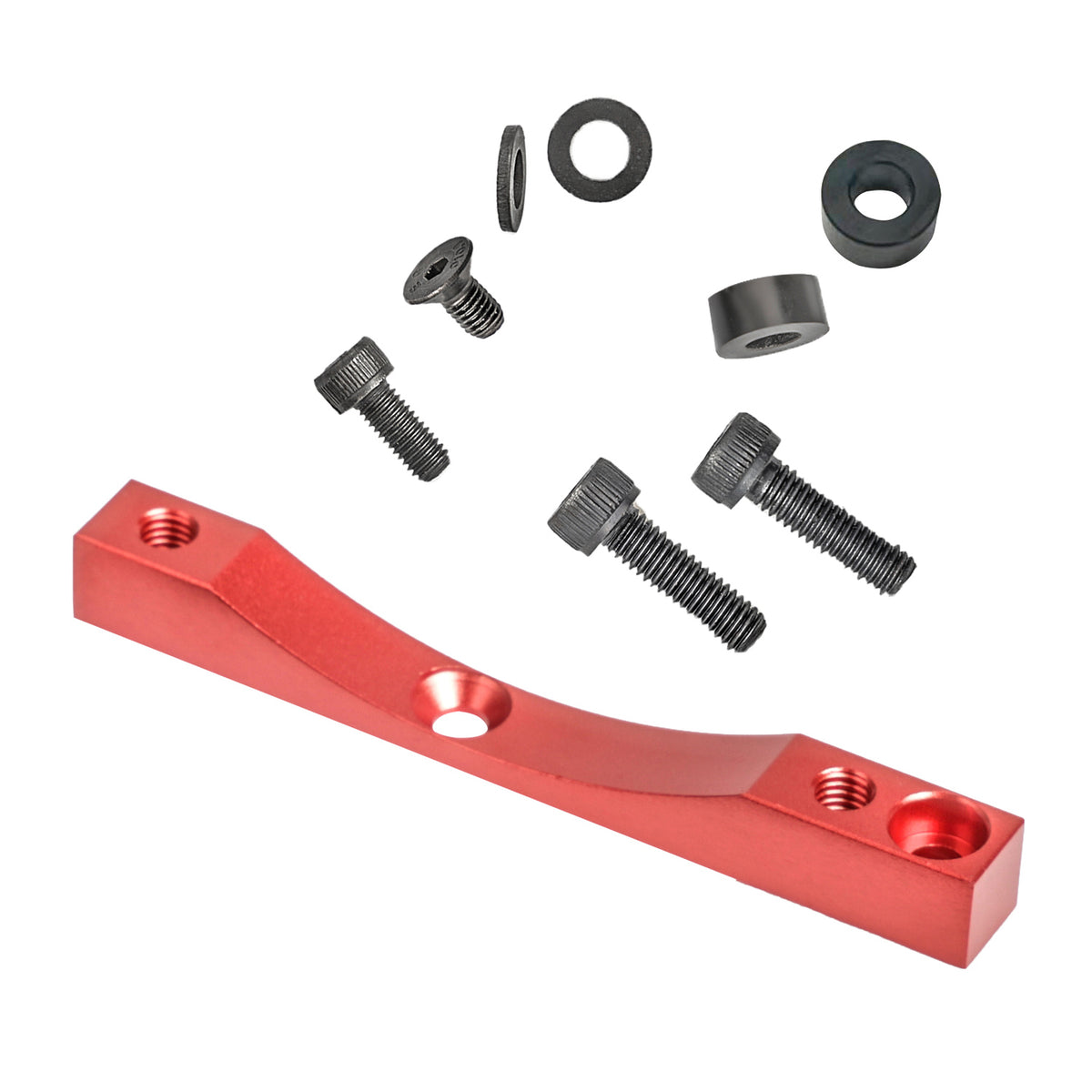 Support d'étrier de frein Xtech rouge en aluminium CNC fourni avec sa visserie et entretoises
