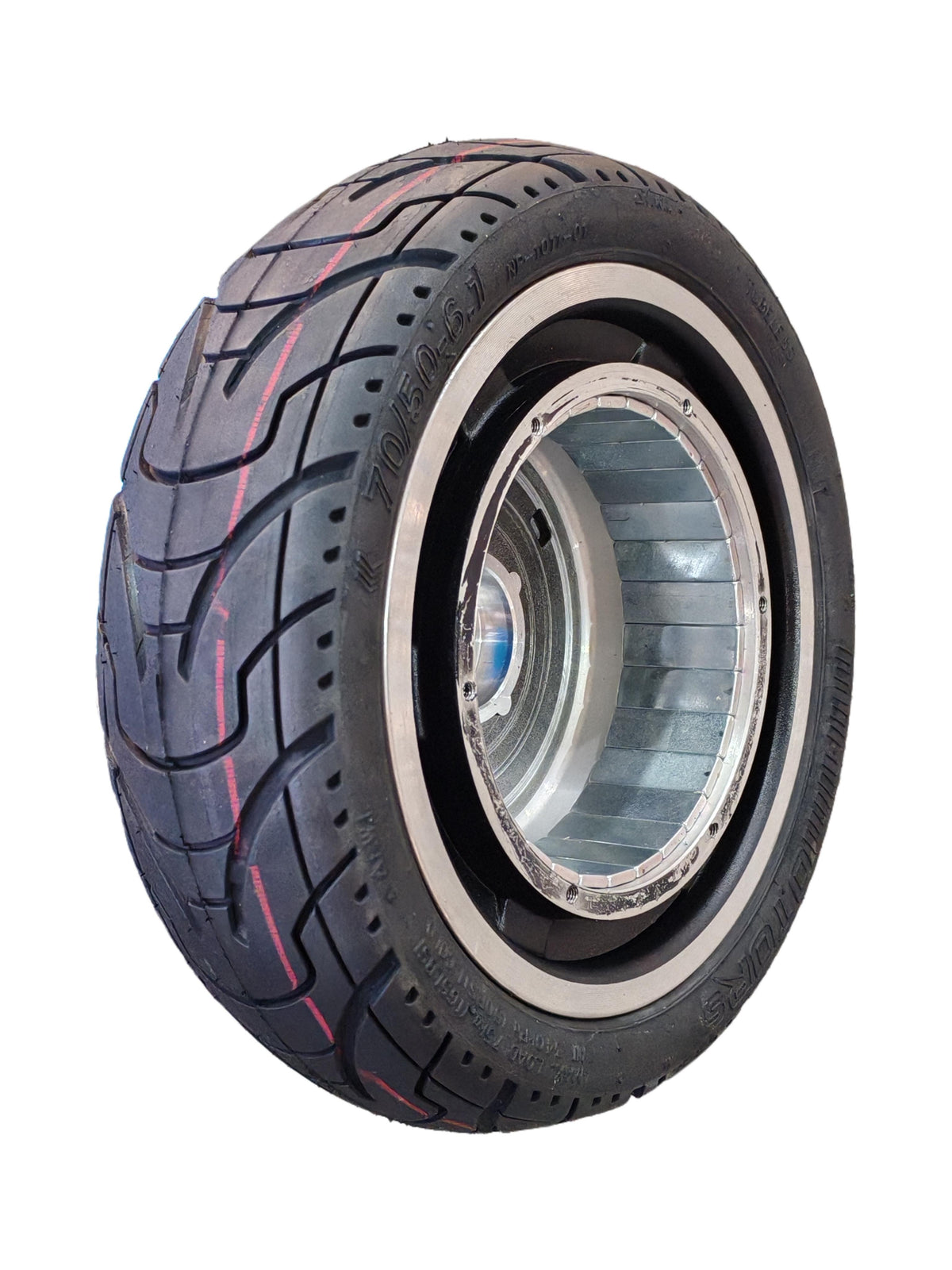 Jante montée d'un pneu tubeless et munie d'aimants intérieurs pour Dualtron Aminia