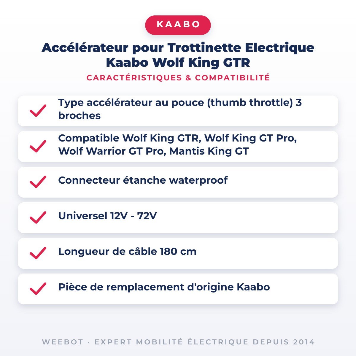 Accélérateur pour Trottinette Electrique Kaabo Wolf King GTR - Weebot