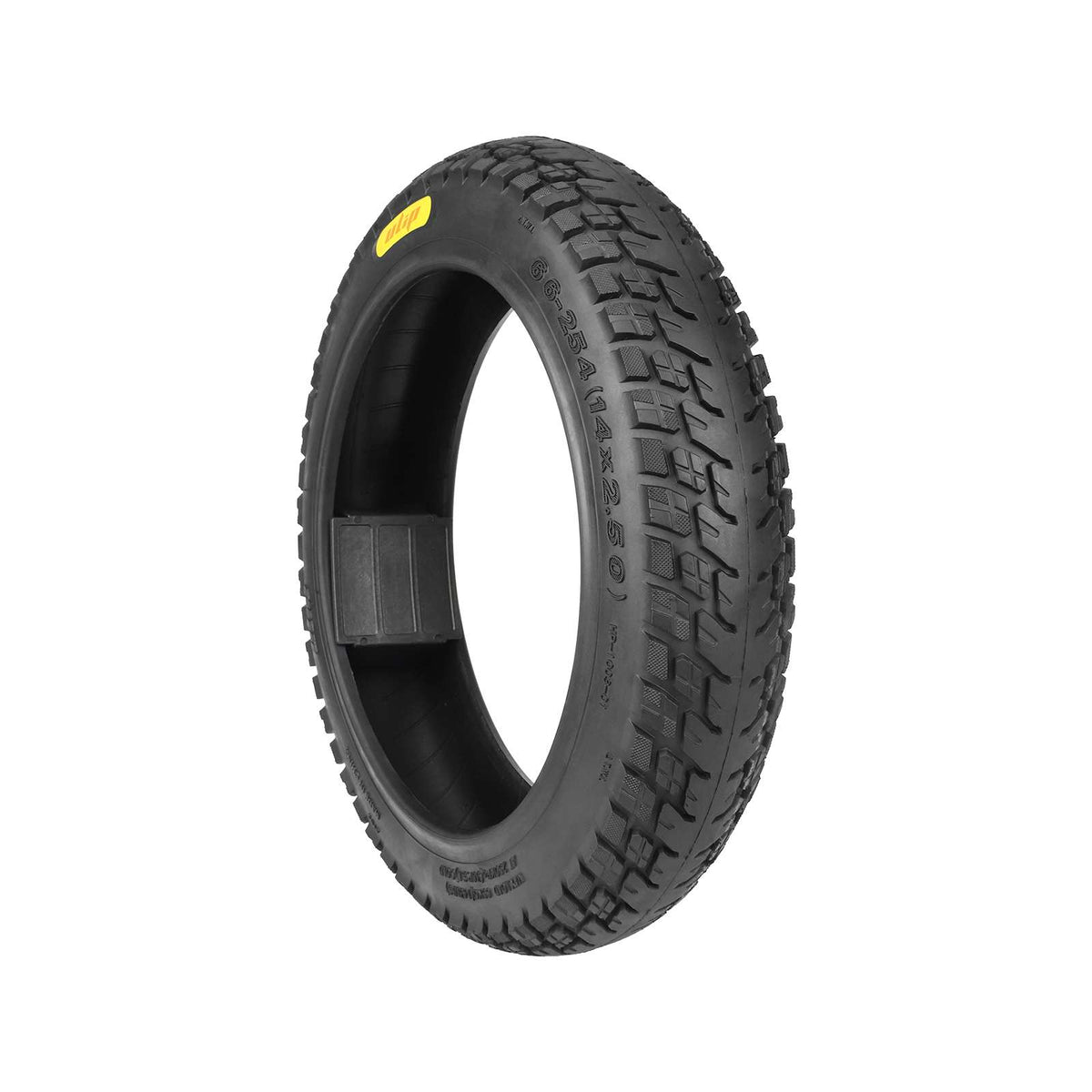 Pneu tubeless tout-terrain 14 pouces pour trottinette électrique noir vu de trois-quarts