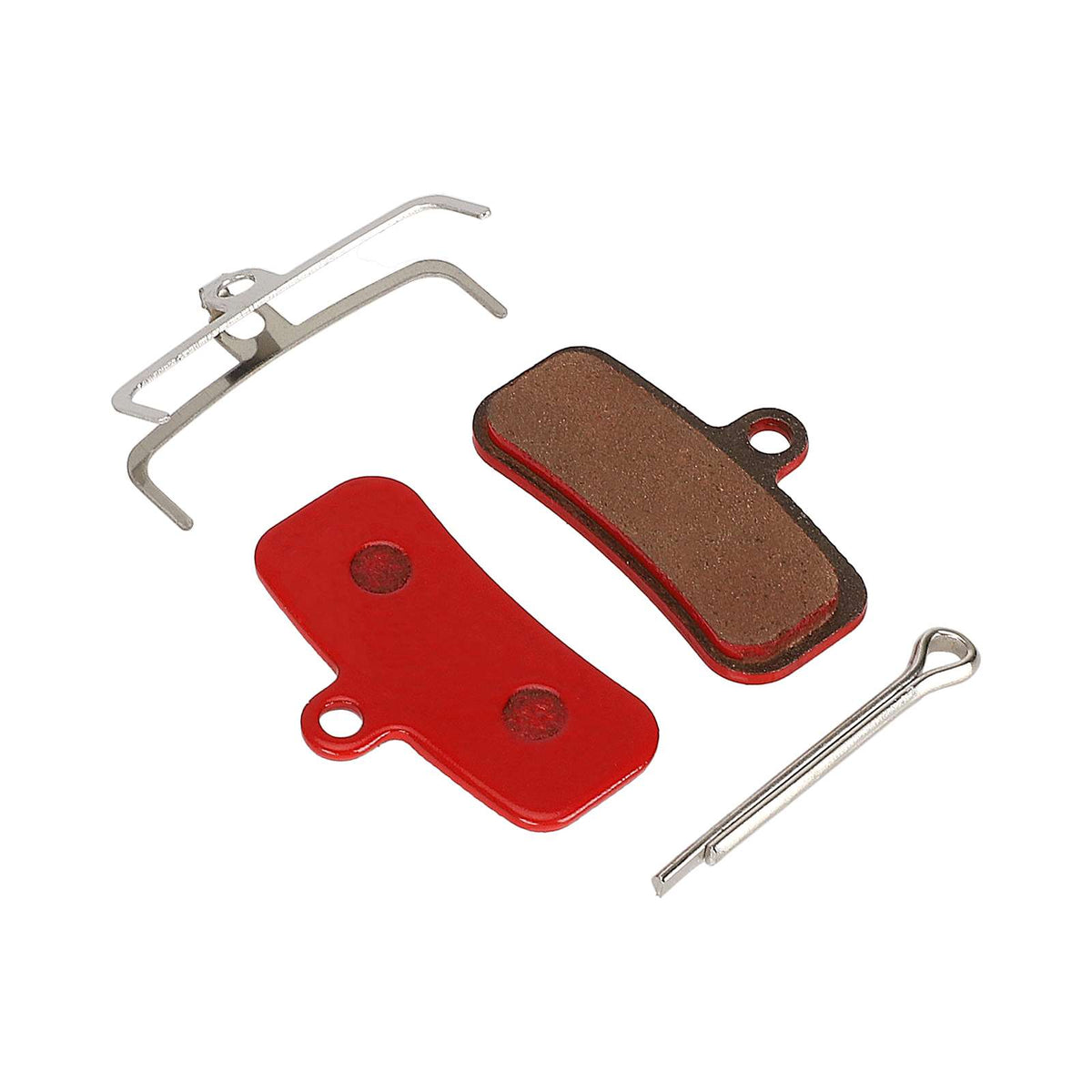 Plaquettes de frein résine rouges avec ressort et goupille pour trottinette électrique
