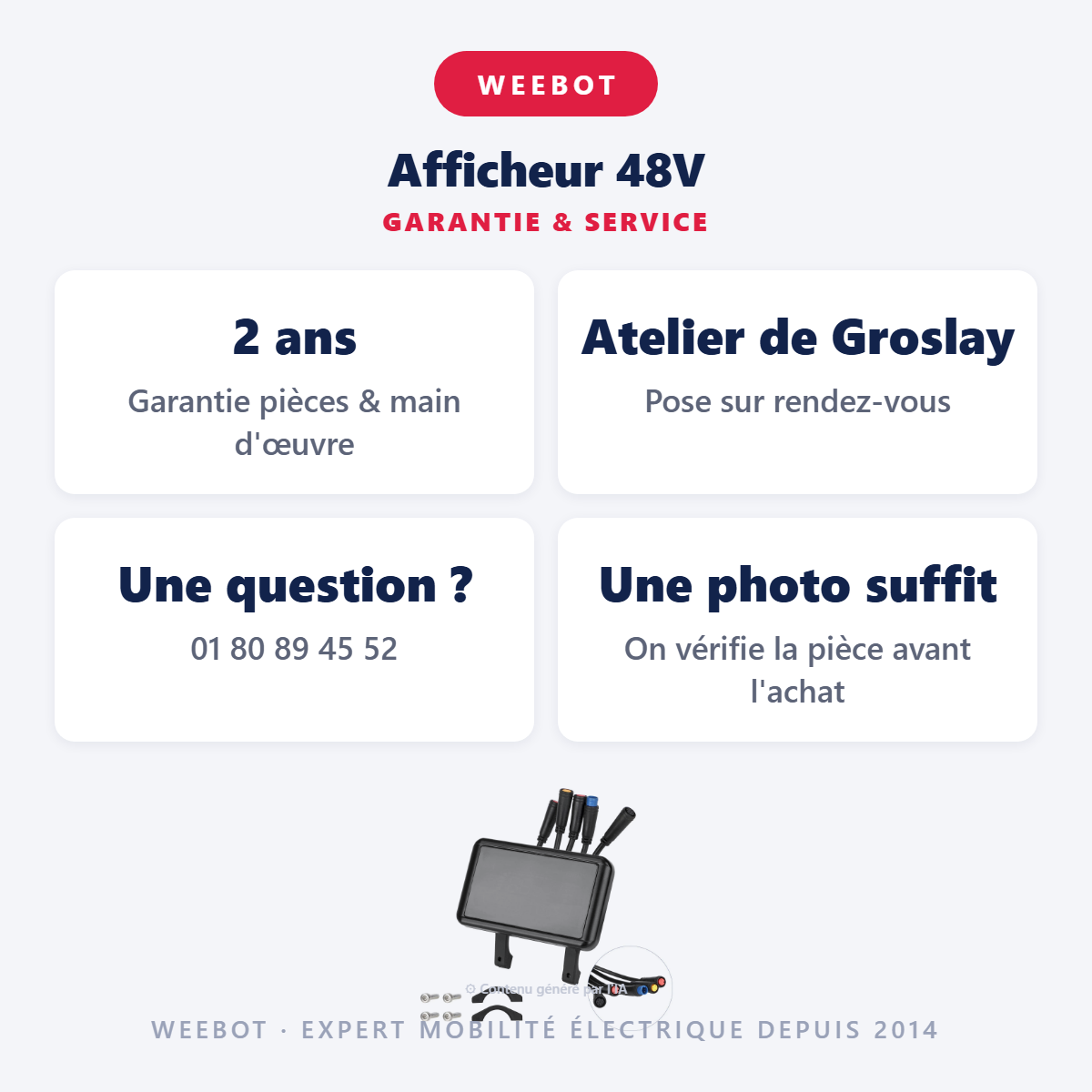 Afficheur 48V : garantie 2 ans et service après-vente