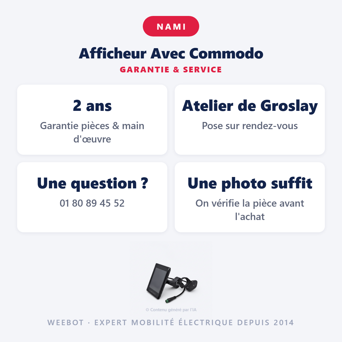Afficheur Avec Commodo : garantie 2 ans et service après-vente