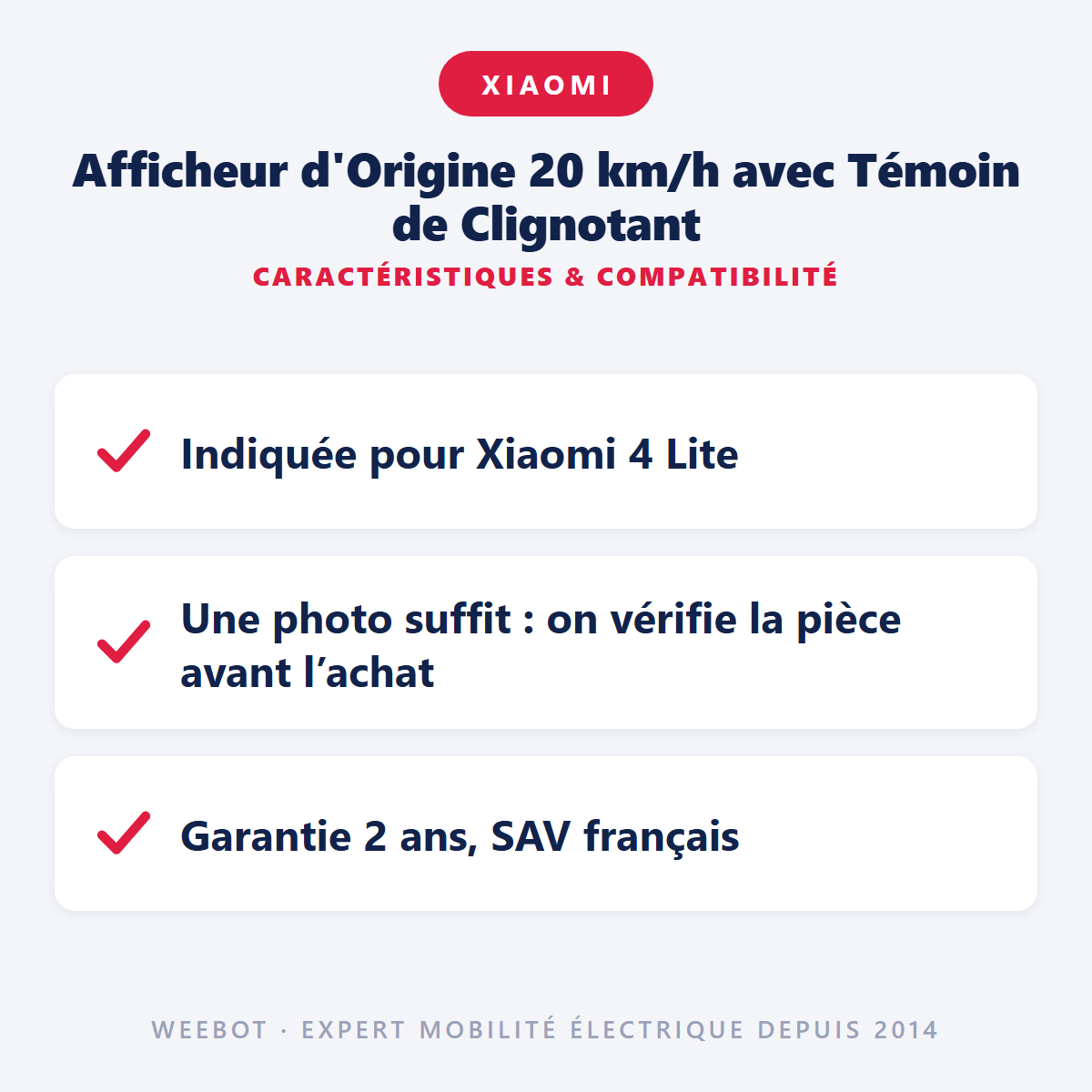 Afficheur d'Origine 20 km/h avec Témoin de Clignotant : caractéristiques et compatibilité