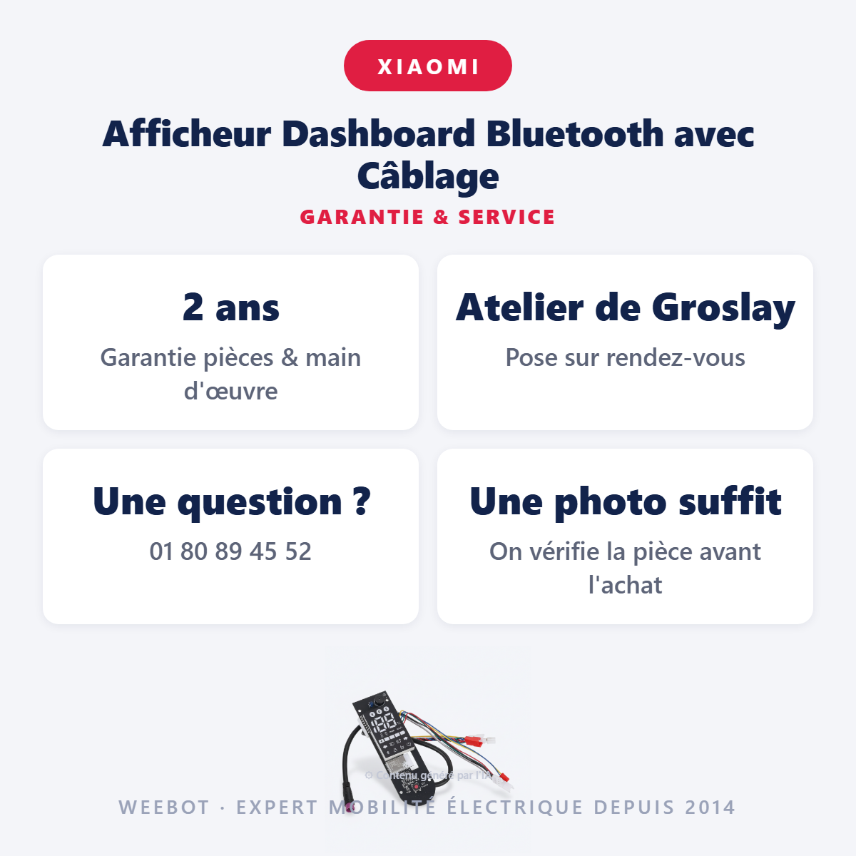 Afficheur Dashboard Bluetooth avec Câblage : garantie 2 ans et service après-vente