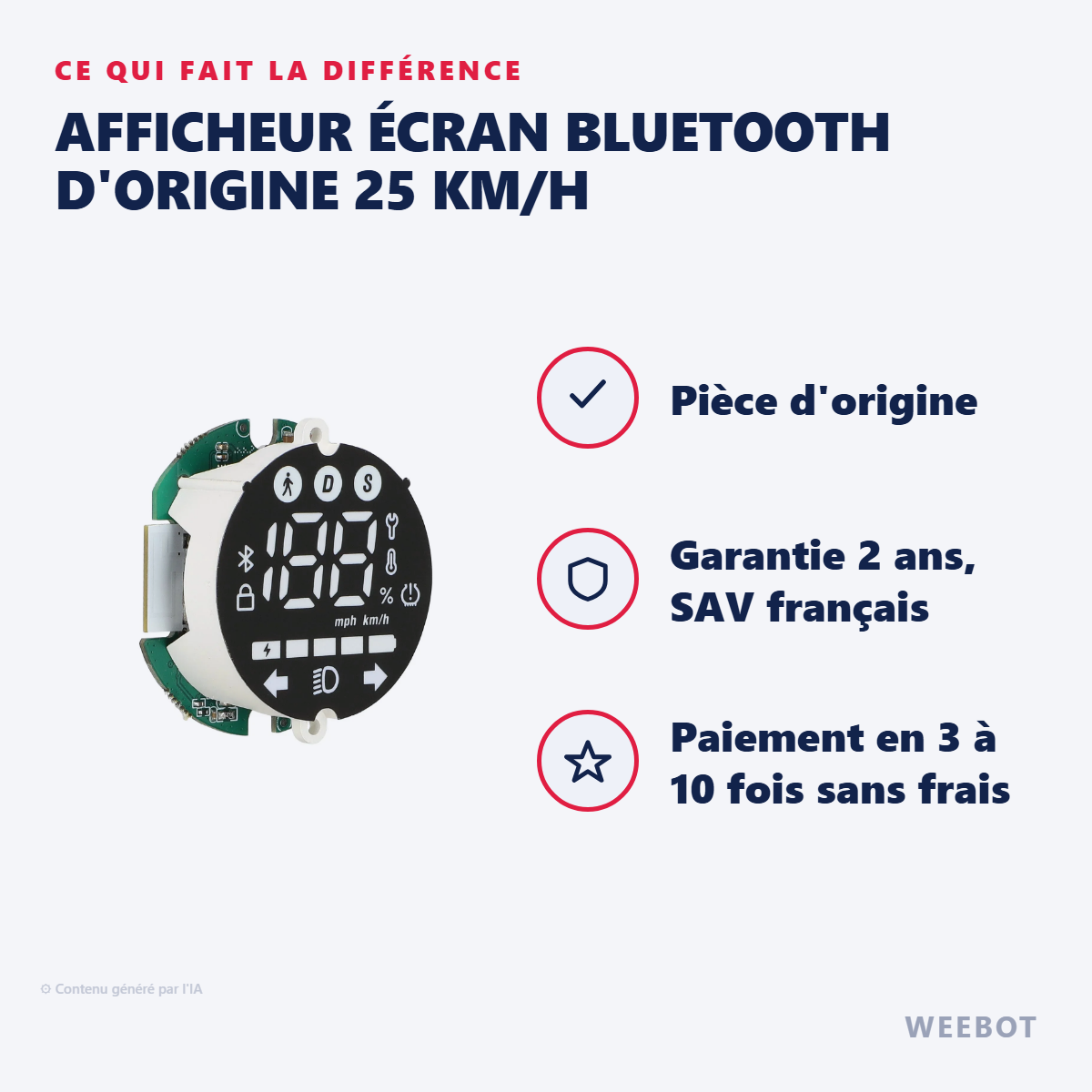 Afficheur Écran Bluetooth d'Origine 25 km/h : les points forts