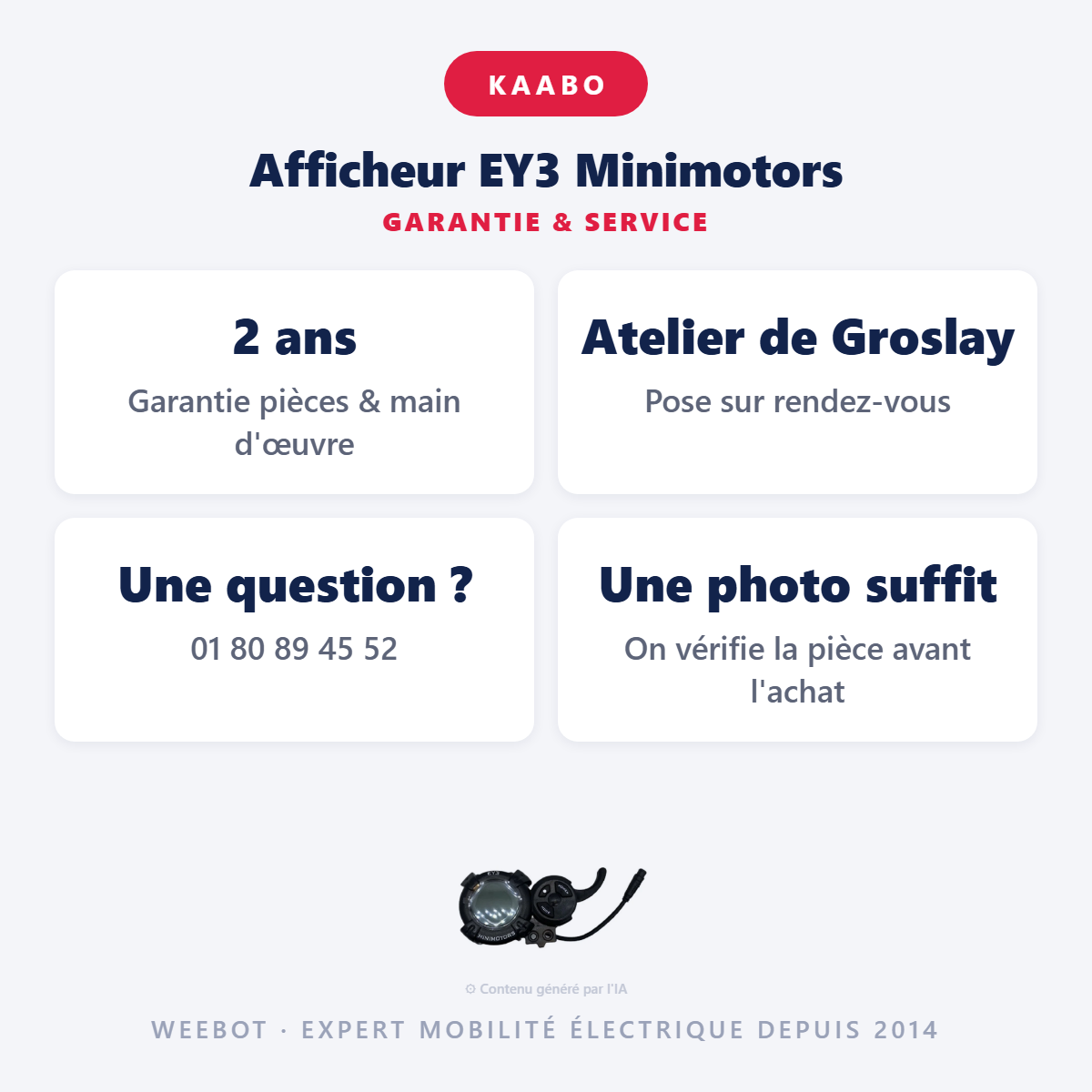 Afficheur EY3 Minimotors : garantie 2 ans et service après-vente