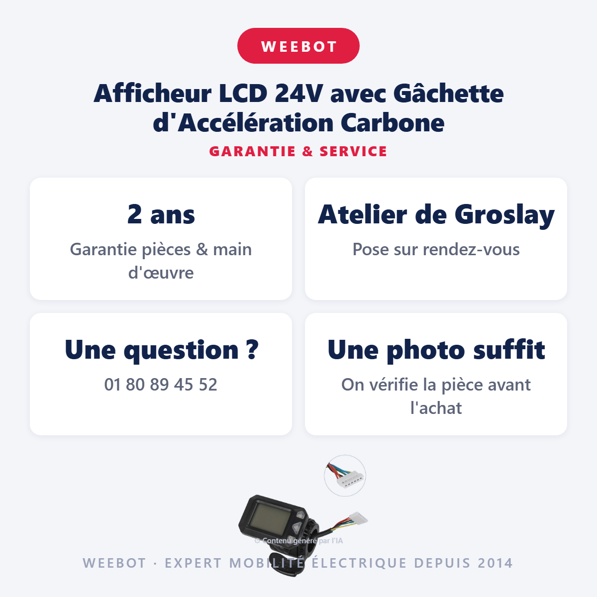 Afficheur LCD 24V avec Gâchette d'Accélération Carbone : garantie 2 ans et service après-vente