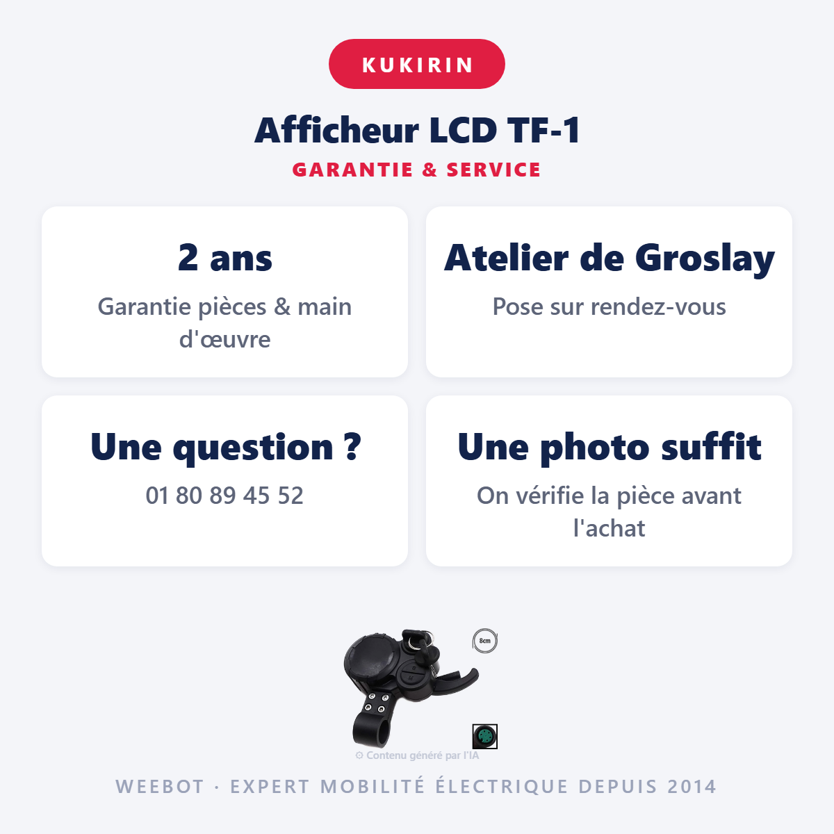 Afficheur LCD TF-1 : garantie 2 ans et service après-vente