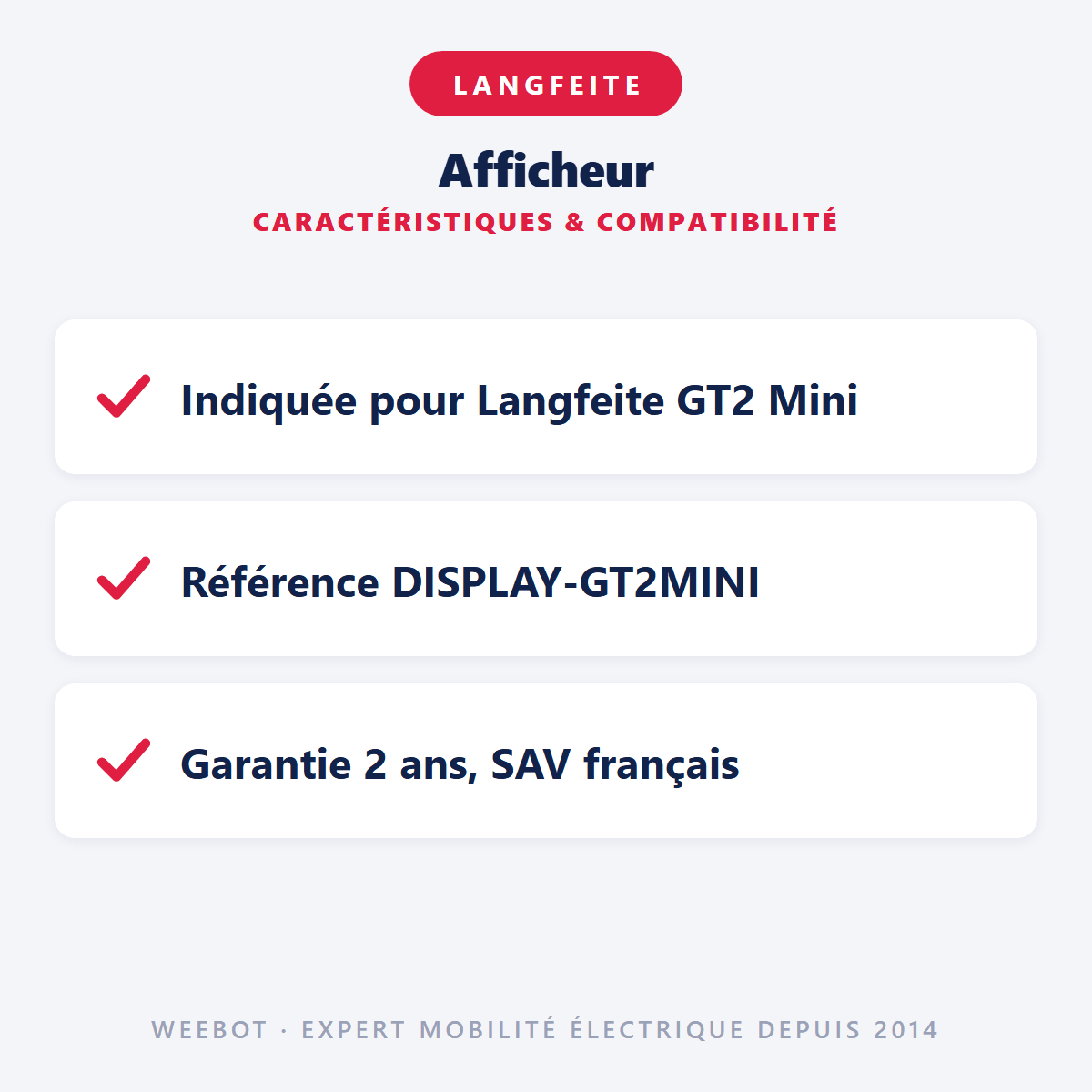 Afficheur pour Trottinette Électrique Langfeite GT2 Mini - Weebot