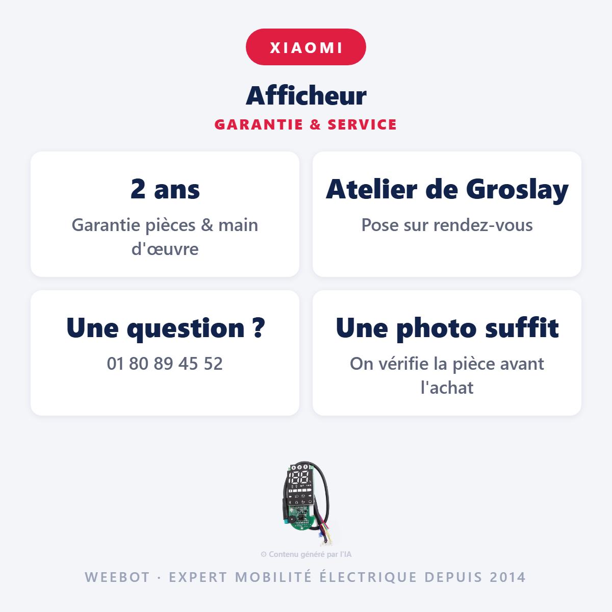 Afficheur : garantie 2 ans et service après-vente