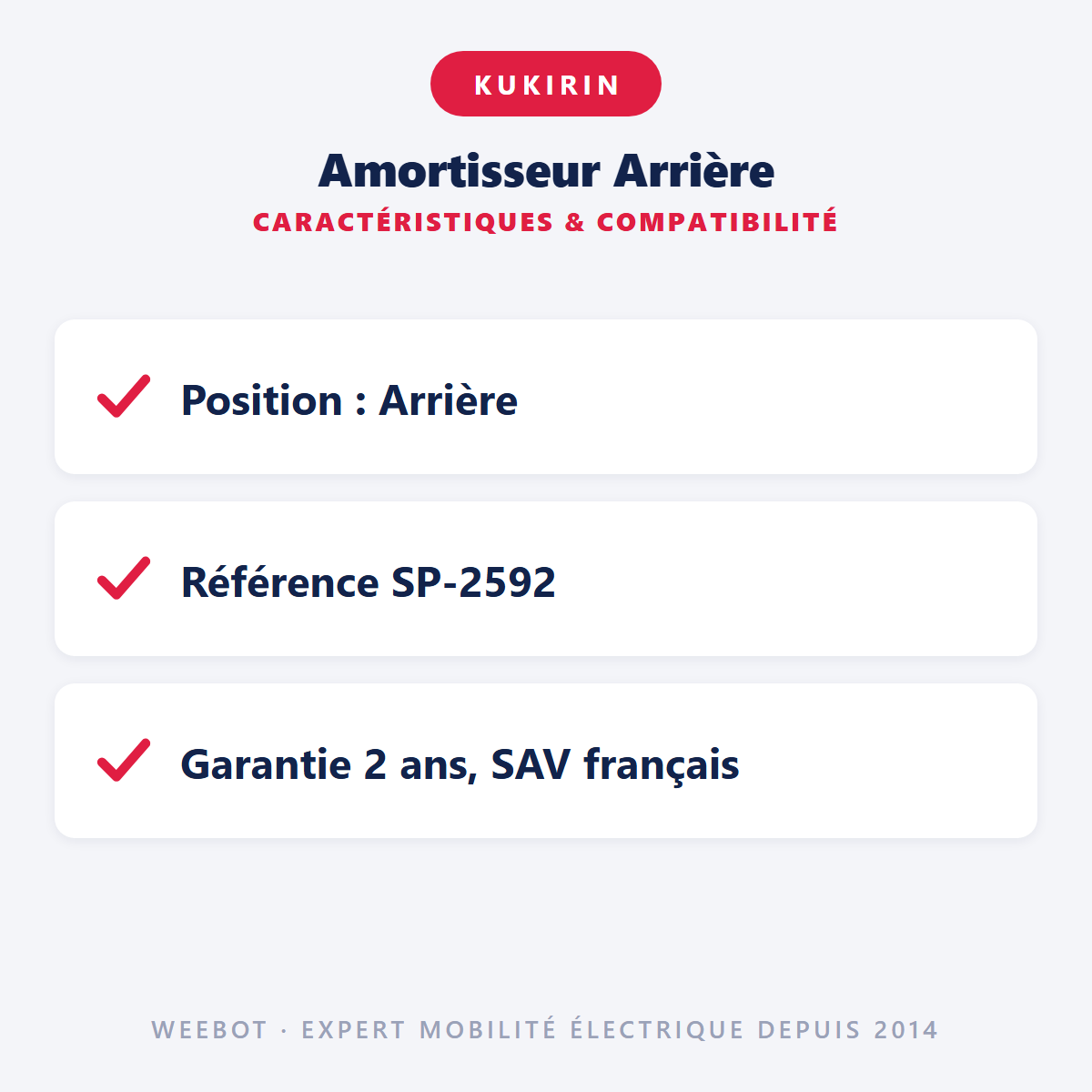 Amortisseur Arrière : caractéristiques et compatibilité