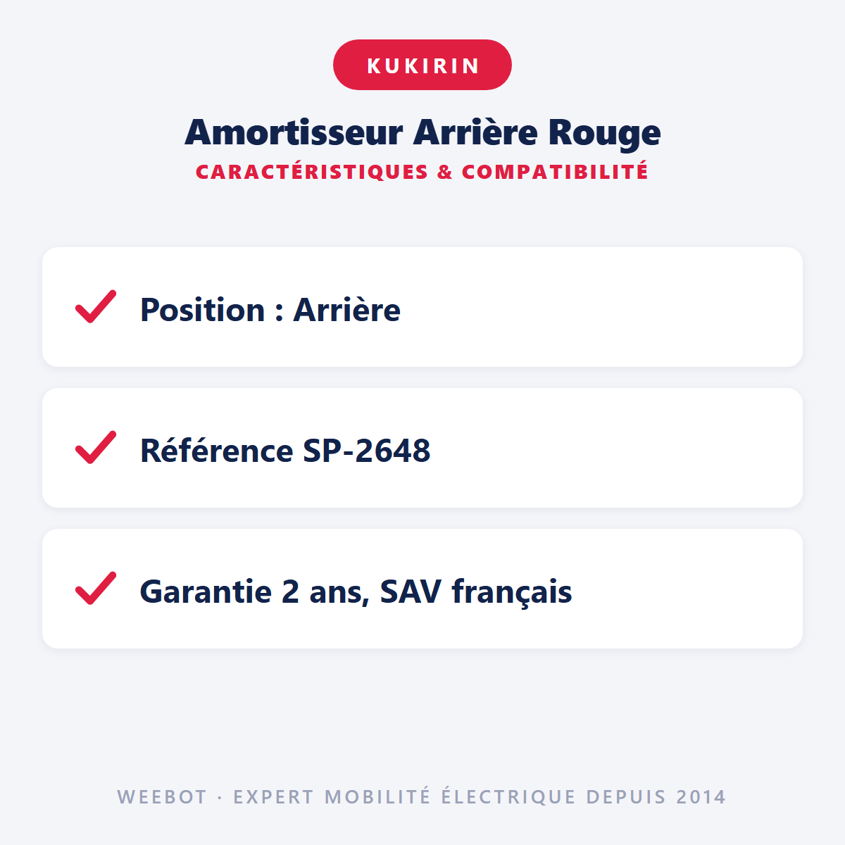 Amortisseur Arrière Rouge : caractéristiques et compatibilité
