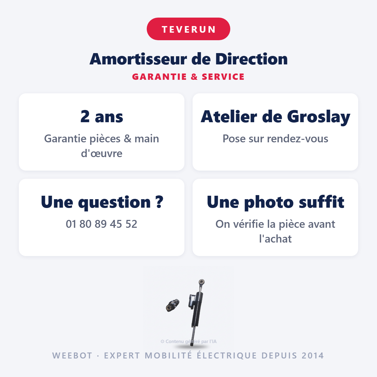Amortisseur de Direction : garantie 2 ans et service après-vente