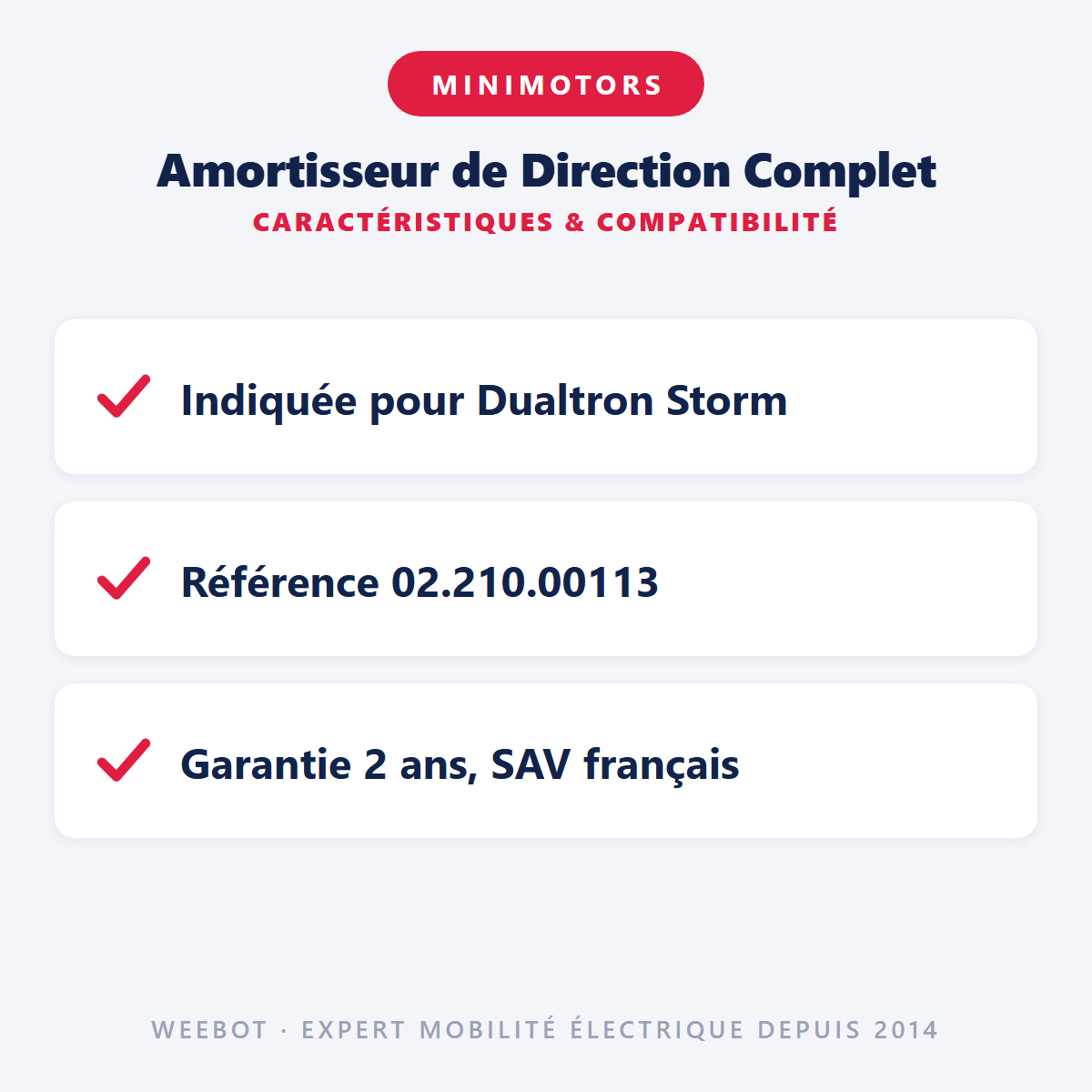 Amortisseur de Direction Complet pour Trottinette Electrique Dualtron Storm - Weebot