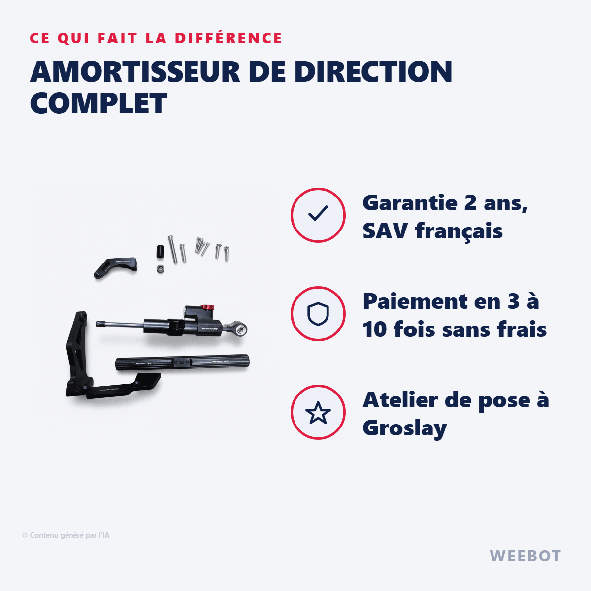 Amortisseur de Direction Complet pour Trottinette Electrique Dualtron Storm - Weebot