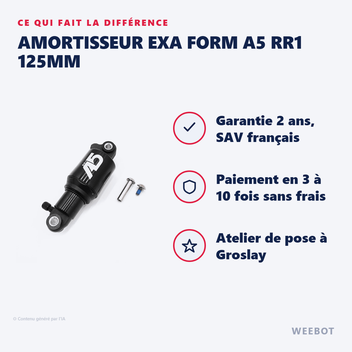 Amortisseur EXA Form A5 RR1 125mm pour Trottinette Électrique - Weebot