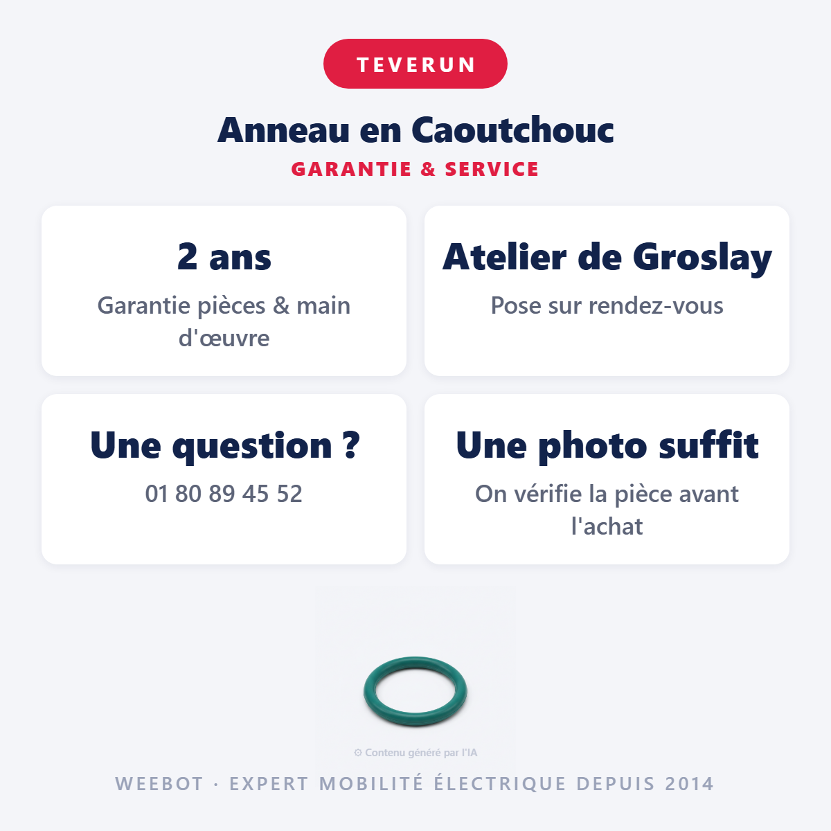 Anneau en Caoutchouc : garantie 2 ans et service après-vente