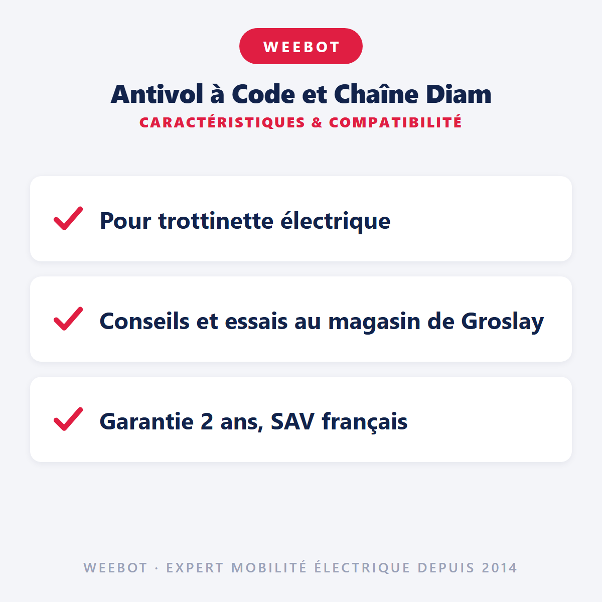 Antivol à Code et Chaîne Diam : caractéristiques et compatibilité