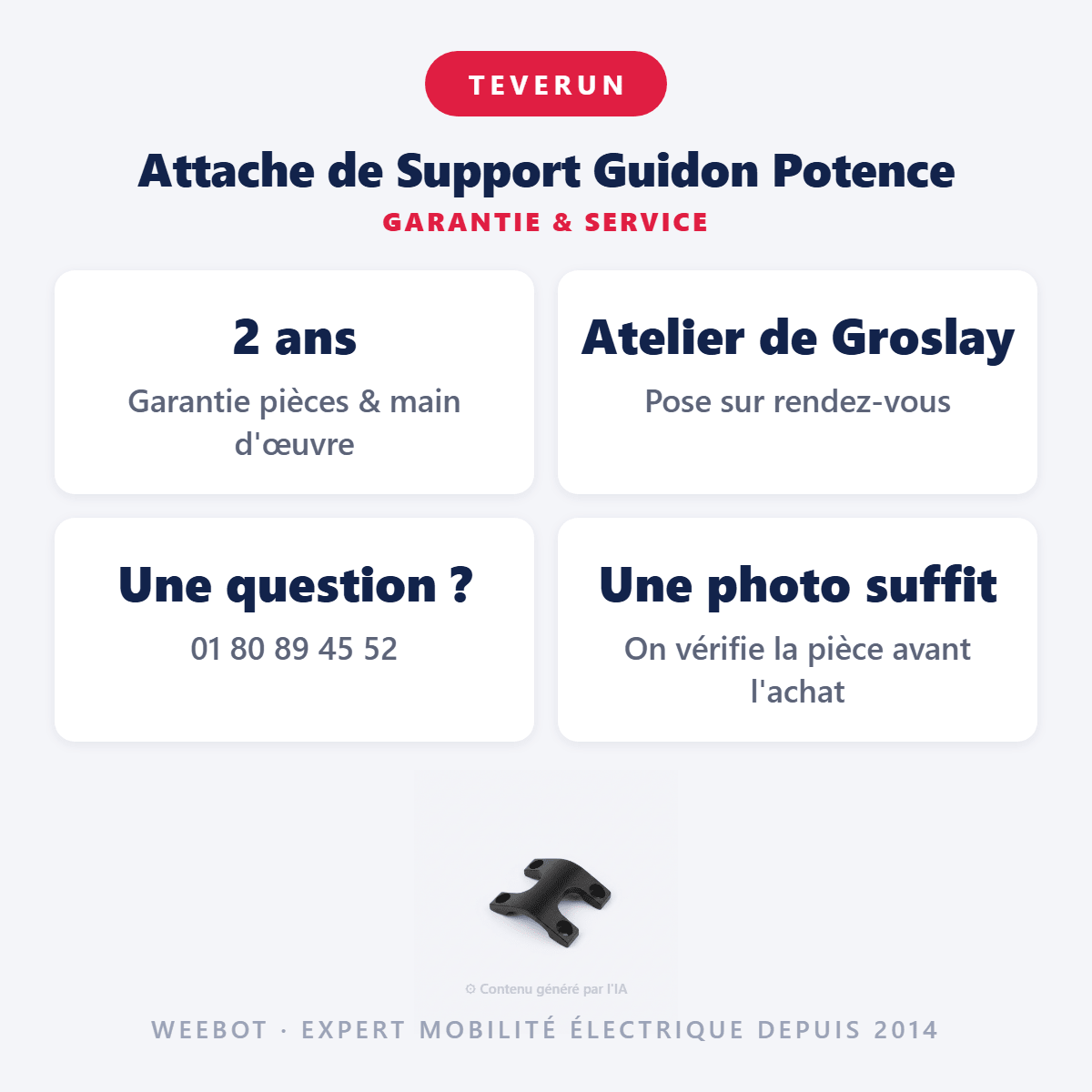 Attache de Support Guidon Potence pour Trottinette Electrique Fighter Mini - Teverun - Weebot