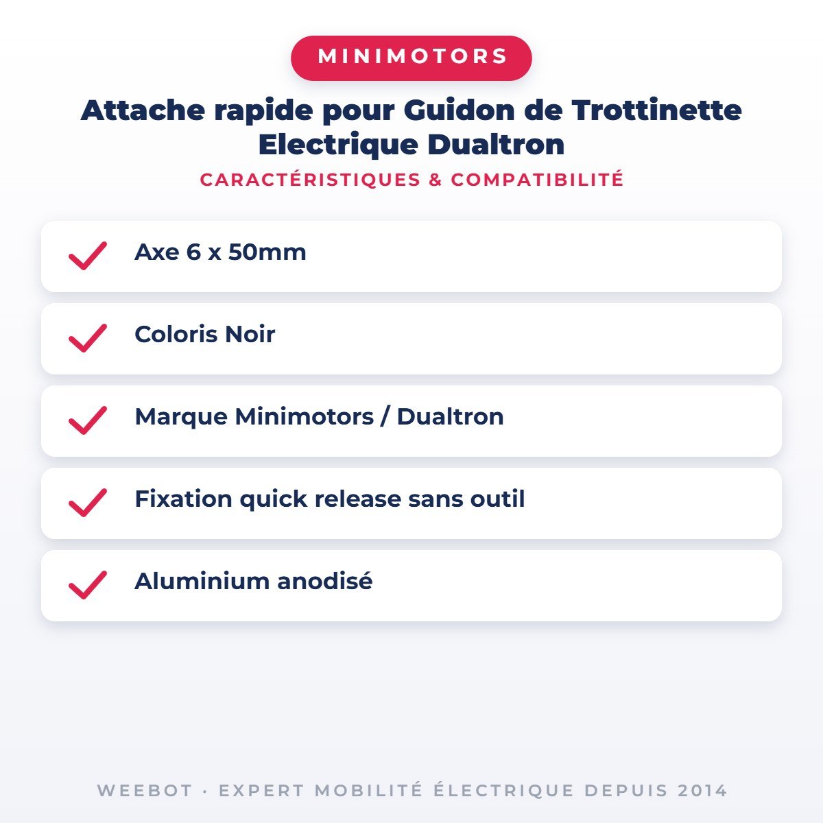 Attache rapide pour Guidon de Trottinette Electrique Dualtron - Weebot