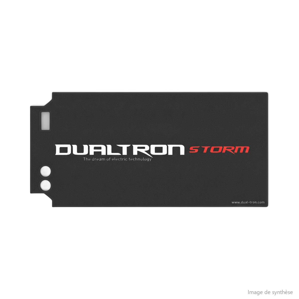 Autocollant antidérapant noir pour batterie marqué Dualtron Storm vu de face