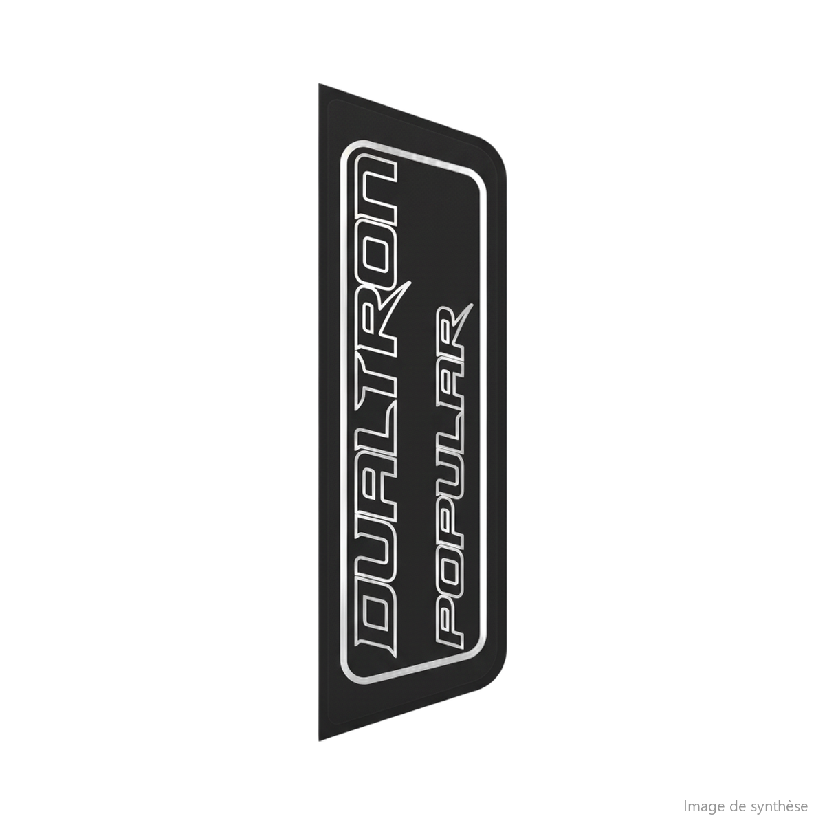 Schéma technique avec cotations de l'autocollant cache fourche avant droit pour Dualtron Popular