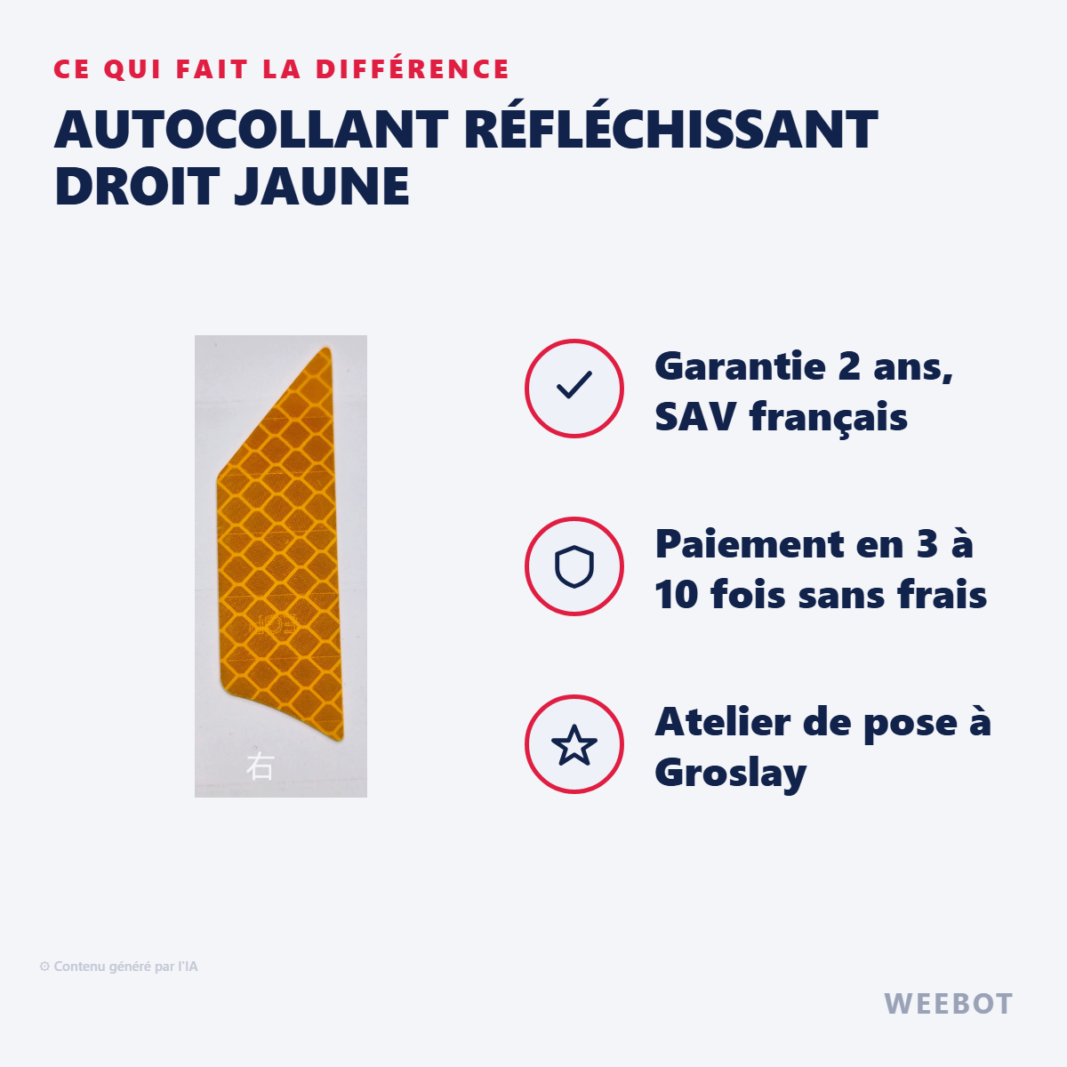 Autocollant Réfléchissant Droit Jaune : les points forts